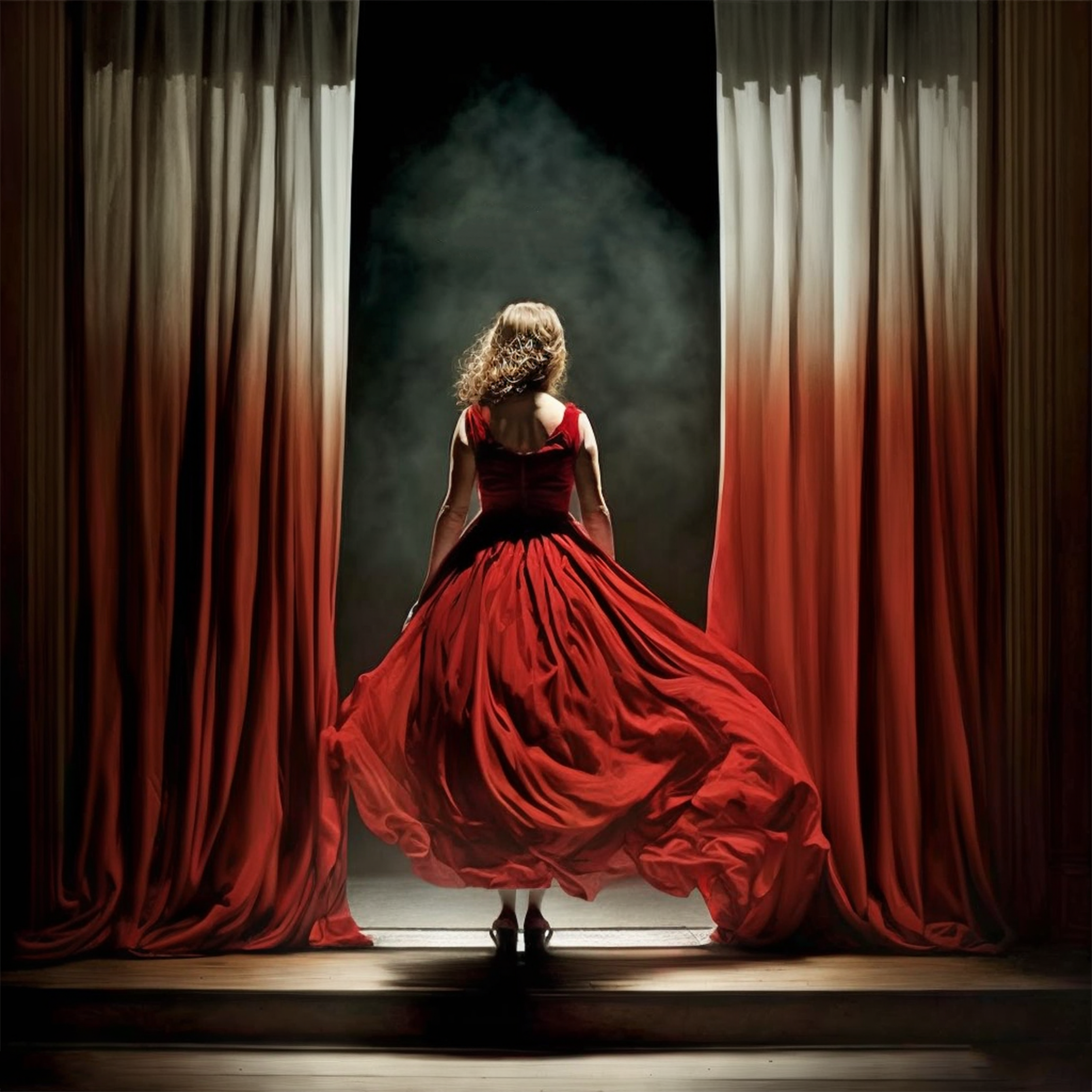 Musical Poster Women red Dress Curtain